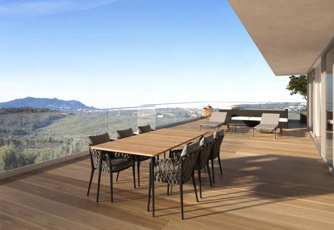Spacious terrace with scenic views.